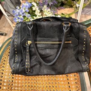 orYANY Black Leather Satchel Handbag